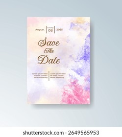 Wedding invitation with abstract splash watercolor