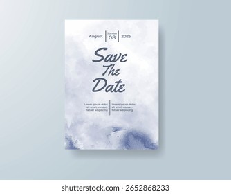 Wedding invitation with abstract splash watercolor