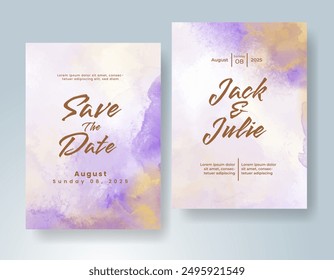 Einladung zur Hochzeit mit Abstraktem gespritztem Aquarellhintergrund