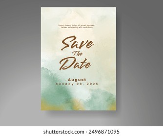 Wedding invitation with Abstract splashed watercolor background