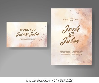 Wedding invitation with Abstract splashed watercolor background