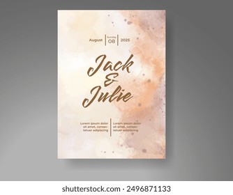 Wedding invitation with Abstract splashed watercolor background