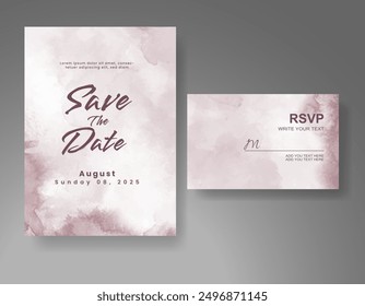 Wedding invitation with Abstract splashed watercolor background