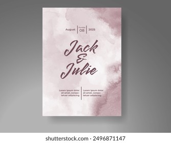 Wedding invitation with Abstract splashed watercolor background