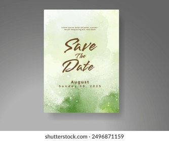 Wedding invitation with Abstract splashed watercolor background