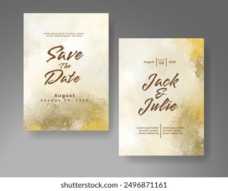 Wedding invitation with Abstract splashed watercolor background