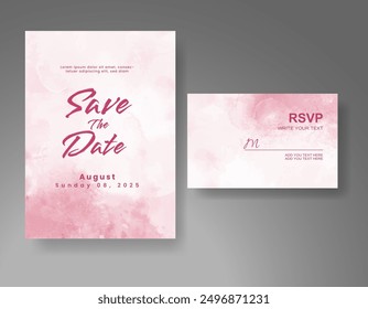 Wedding invitation with Abstract splashed watercolor background