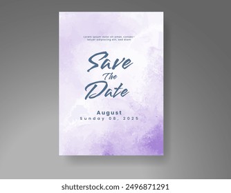 Wedding invitation with Abstract splashed watercolor background
