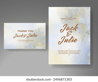 Wedding invitation with Abstract splashed watercolor background