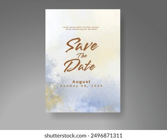 Wedding invitation with Abstract splashed watercolor background