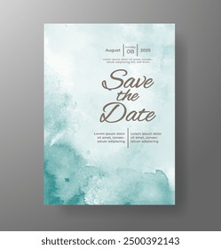 Wedding invitation with Abstract splashed watercolor background