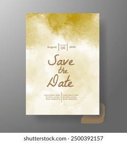 Wedding invitation with Abstract splashed watercolor background