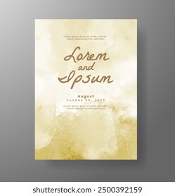 Wedding invitation with Abstract splashed watercolor background