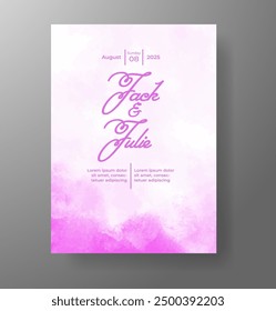 Wedding invitation with Abstract splashed watercolor background