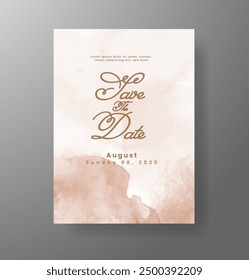 Wedding invitation with Abstract splashed watercolor background