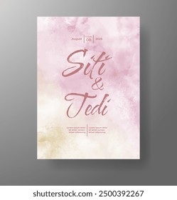 Wedding invitation with Abstract splashed watercolor background