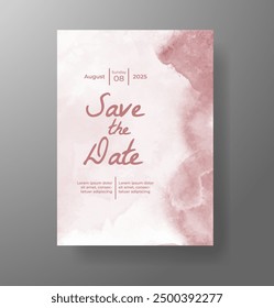 Wedding invitation with Abstract splashed watercolor background