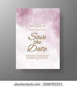 Wedding invitation with Abstract splashed watercolor background