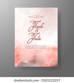 Wedding invitation with Abstract splashed watercolor background