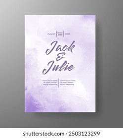 Wedding invitation with Abstract splashed watercolor background