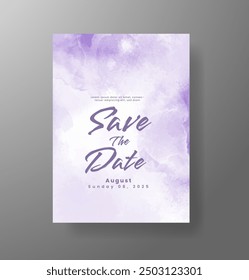 Wedding invitation with Abstract splashed watercolor background