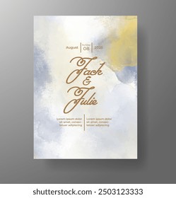 Wedding invitation with Abstract splashed watercolor background