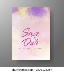 Wedding invitation with Abstract splashed watercolor background