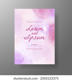 Wedding invitation with Abstract splashed watercolor background
