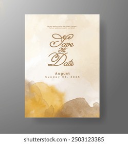 Wedding invitation with Abstract splashed watercolor background