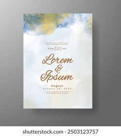 Wedding invitation with Abstract splashed watercolor background