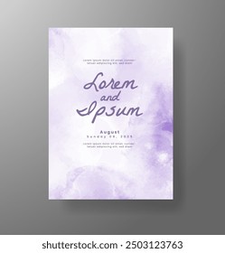Wedding invitation with Abstract splashed watercolor background
