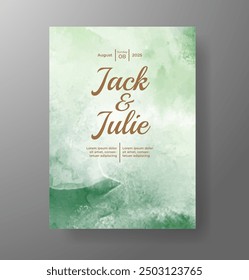 Wedding invitation with Abstract splashed watercolor background