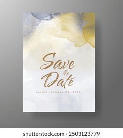 Wedding invitation with Abstract splashed watercolor background