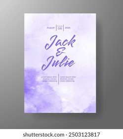 Wedding invitation with Abstract splashed watercolor background