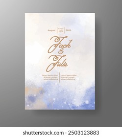 Invitación de Boda con fondo de acuarela salpicado Abstractas