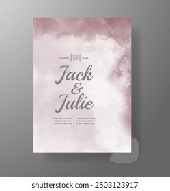 Wedding invitation with Abstract splashed watercolor background
