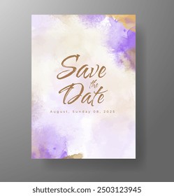 Wedding invitation with Abstract splashed watercolor background