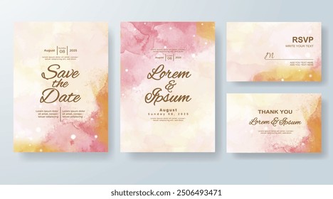 Invitación de Boda con fondo de acuarela salpicado Abstractas
