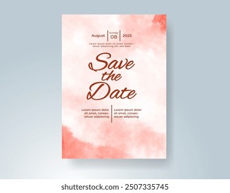 Wedding invitation with Abstract splashed watercolor background