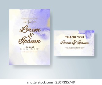 Wedding invitation with Abstract splashed watercolor background