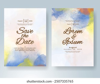 Hochzeitseinladung mit abstraktem spritzigem Aquarellhintergrund