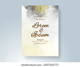 Wedding invitation with Abstract splashed watercolor background