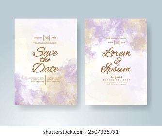 Wedding invitation with Abstract splashed watercolor background