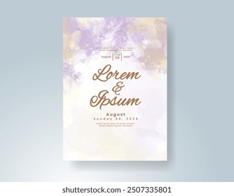 Wedding invitation with Abstract splashed watercolor background