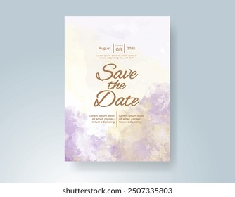 Wedding invitation with Abstract splashed watercolor background