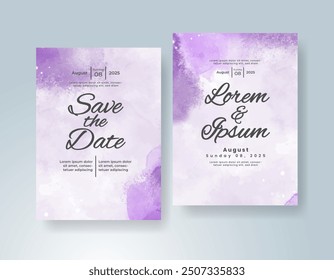 Wedding invitation with Abstract splashed watercolor background