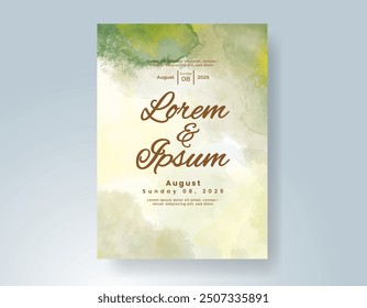 Wedding invitation with Abstract splashed watercolor background