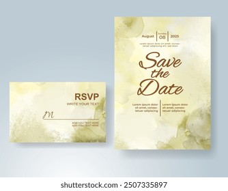 Wedding invitation with Abstract splashed watercolor background