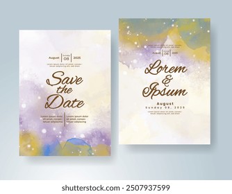 Invitación de Boda con fondo de acuarela salpicado Abstractas