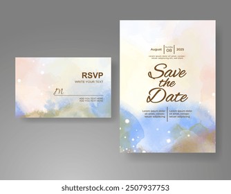 Invitación de Boda con fondo de acuarela salpicado Abstractas